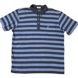johnnie-O Navy and Light Blue Striped Polo